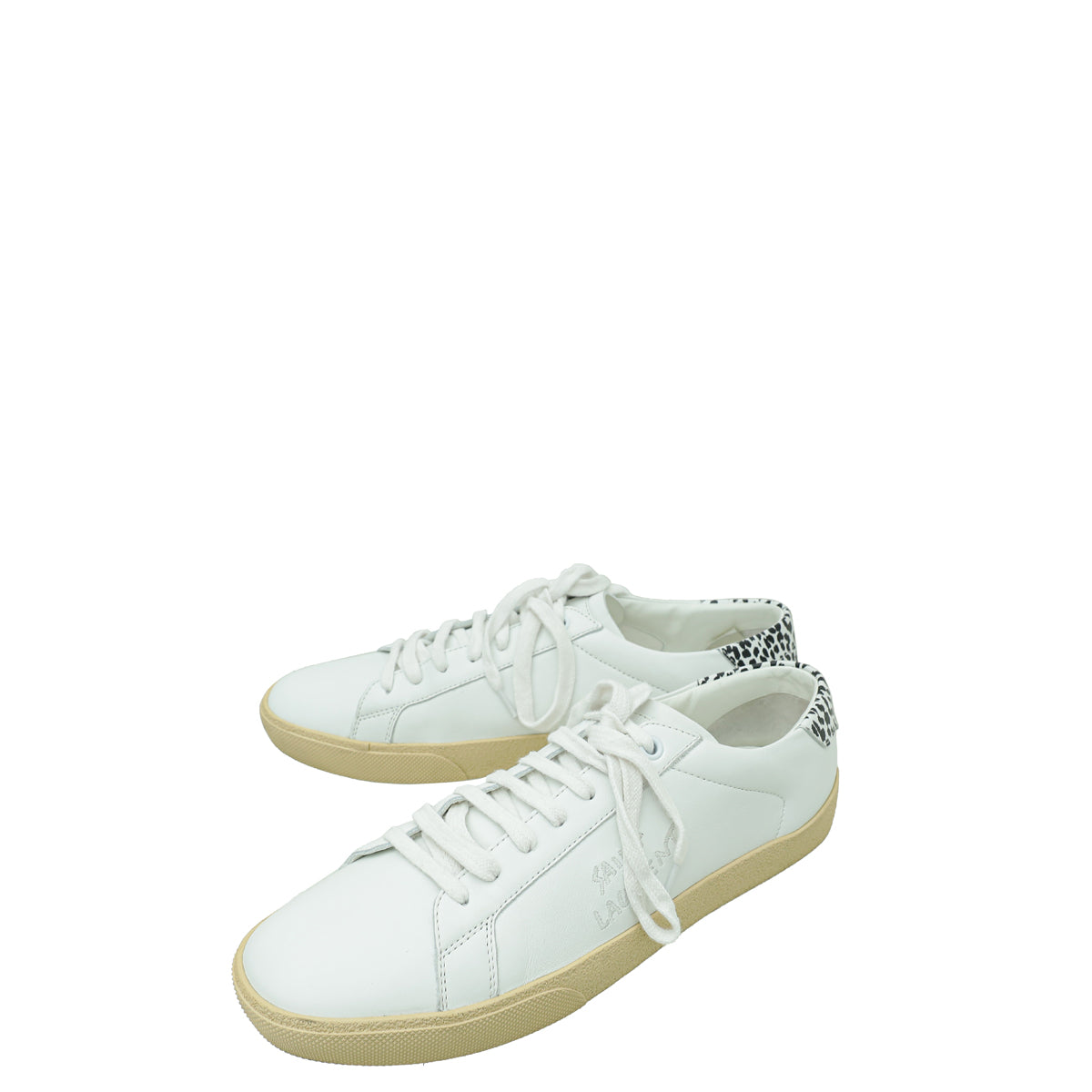 YSL White Embroidered Court  Classic Sneaker 41