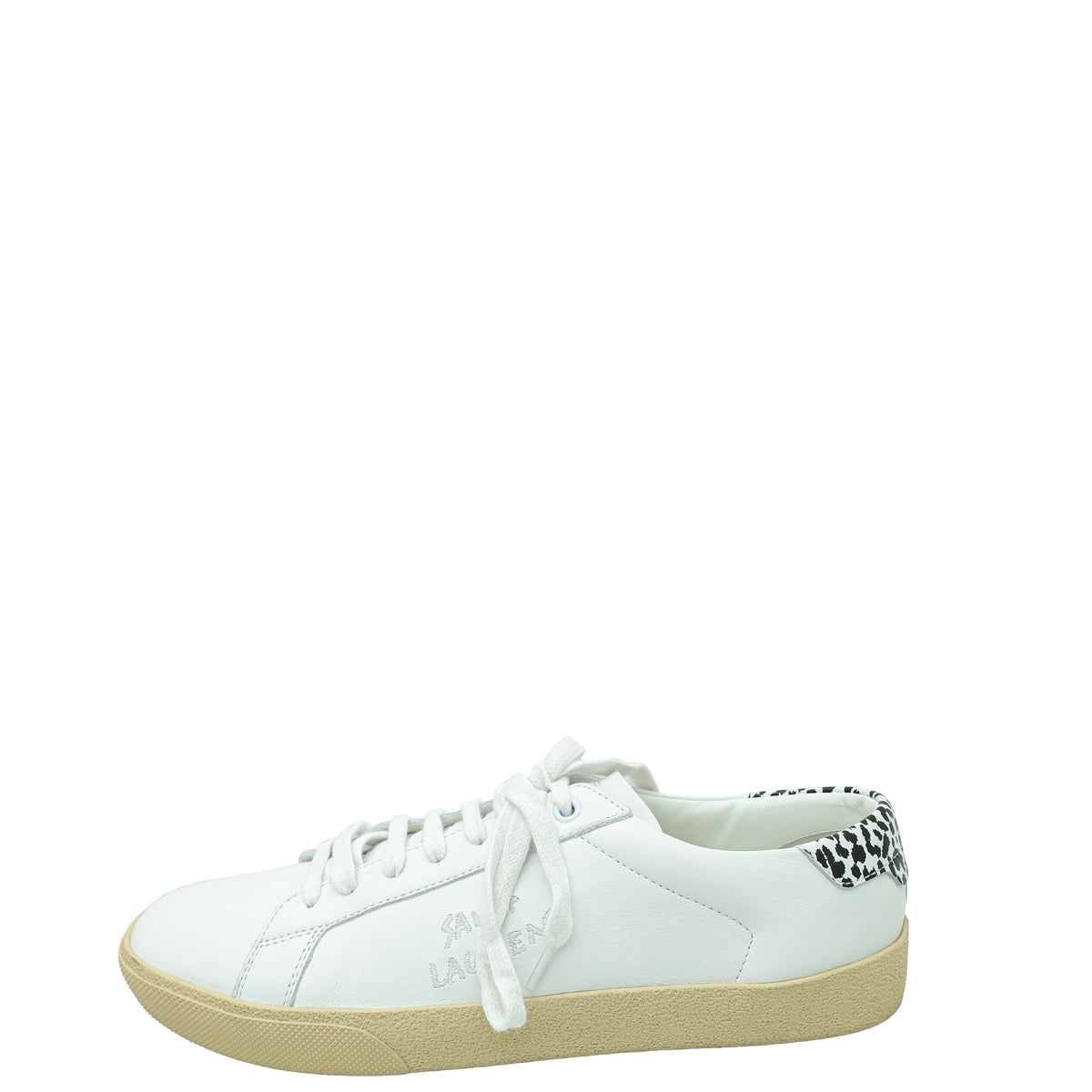 YSL White Embroidered Court  Classic Sneaker 41