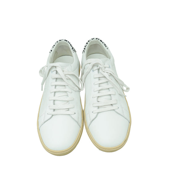 YSL White Embroidered Court  Classic Sneaker 41