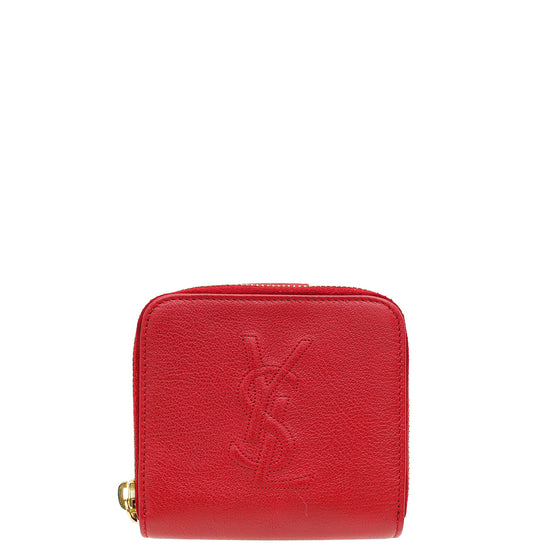 YSL Red Belle de Jour Zip Compact Wallet