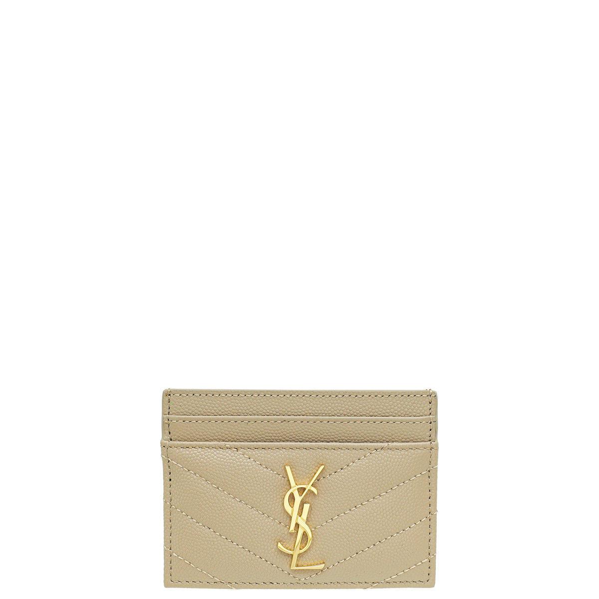 YSL Dark Beige Cassandre Matelasse Card Case-YSL-THE CLOSET