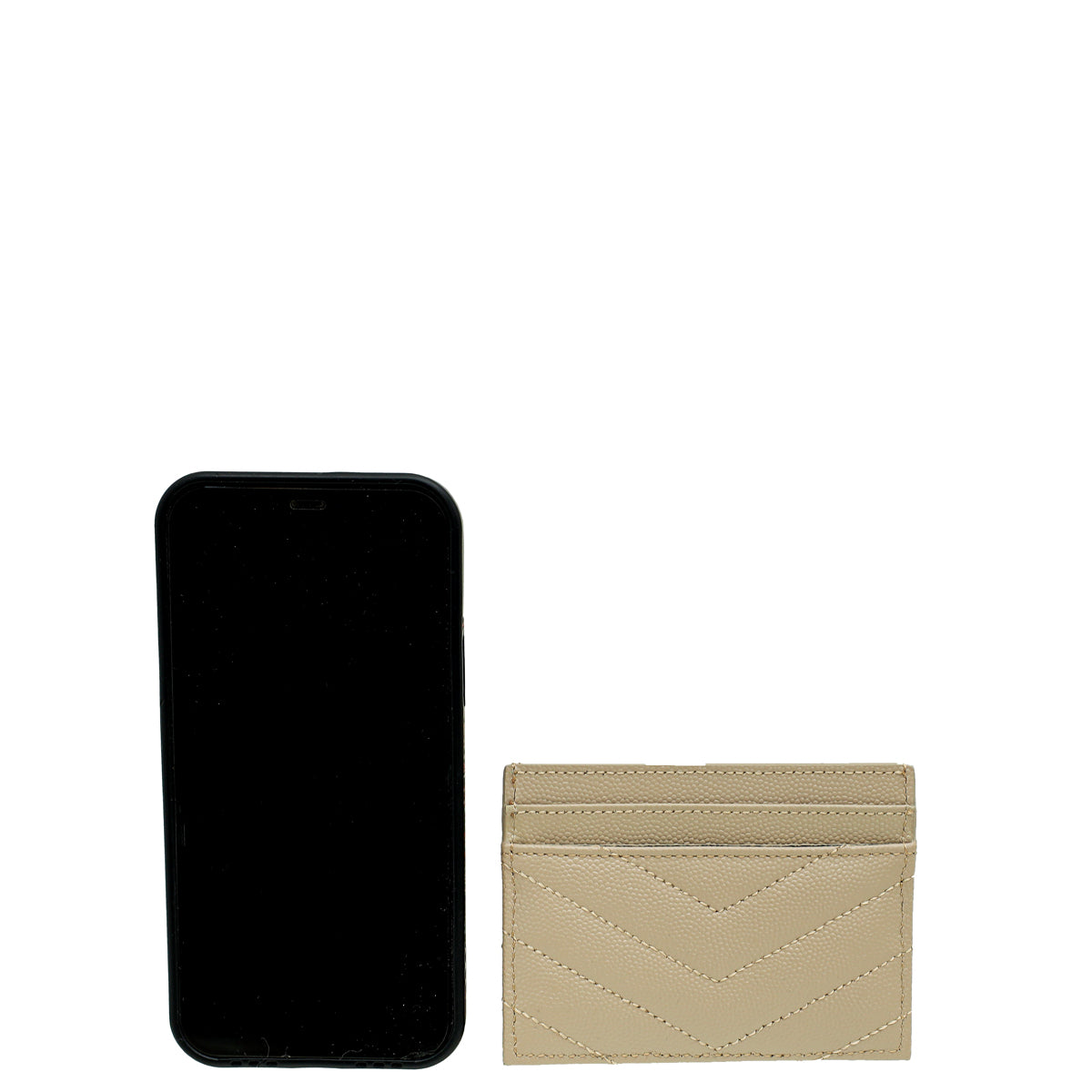 YSL Dark Beige Cassandre Matelasse Card Case-YSL-THE CLOSET