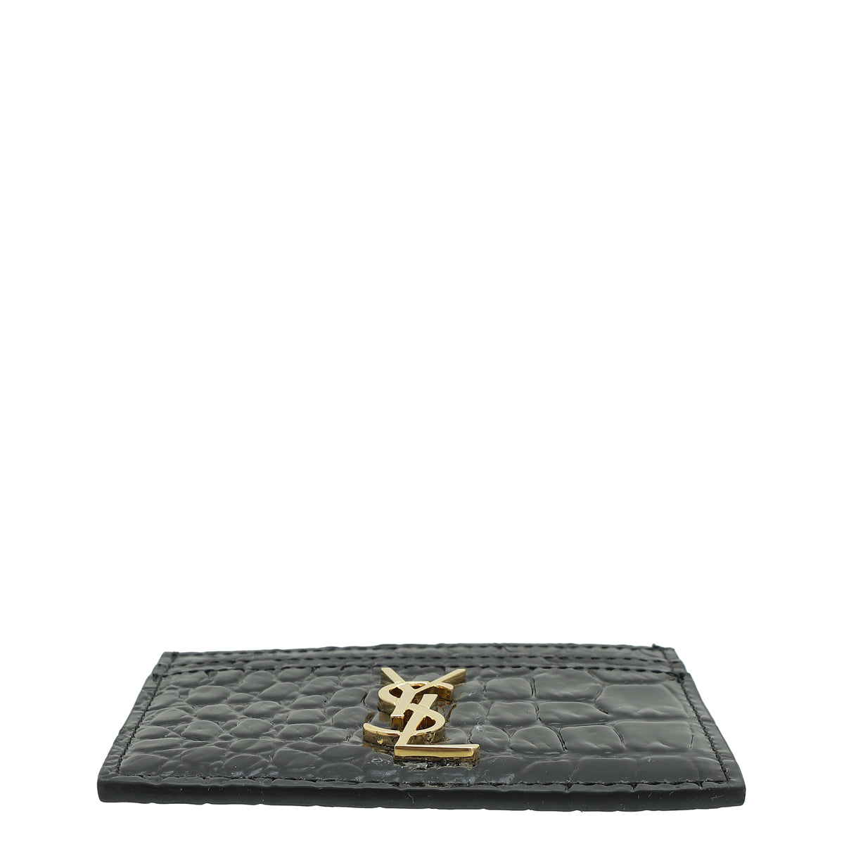 YSL Black Croco Embossed Cassandre Card Case