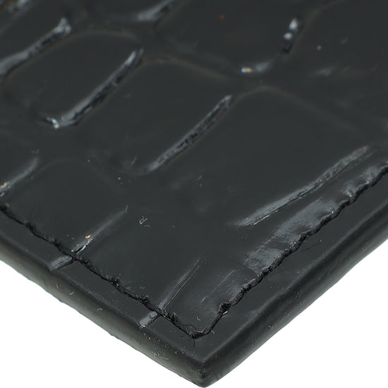 Load image into Gallery viewer, YSL Black Croco Embossed Cassandre Card Case
