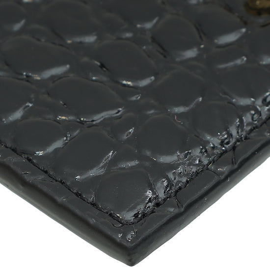 Load image into Gallery viewer, YSL Black Croco Embossed Cassandre Card Case
