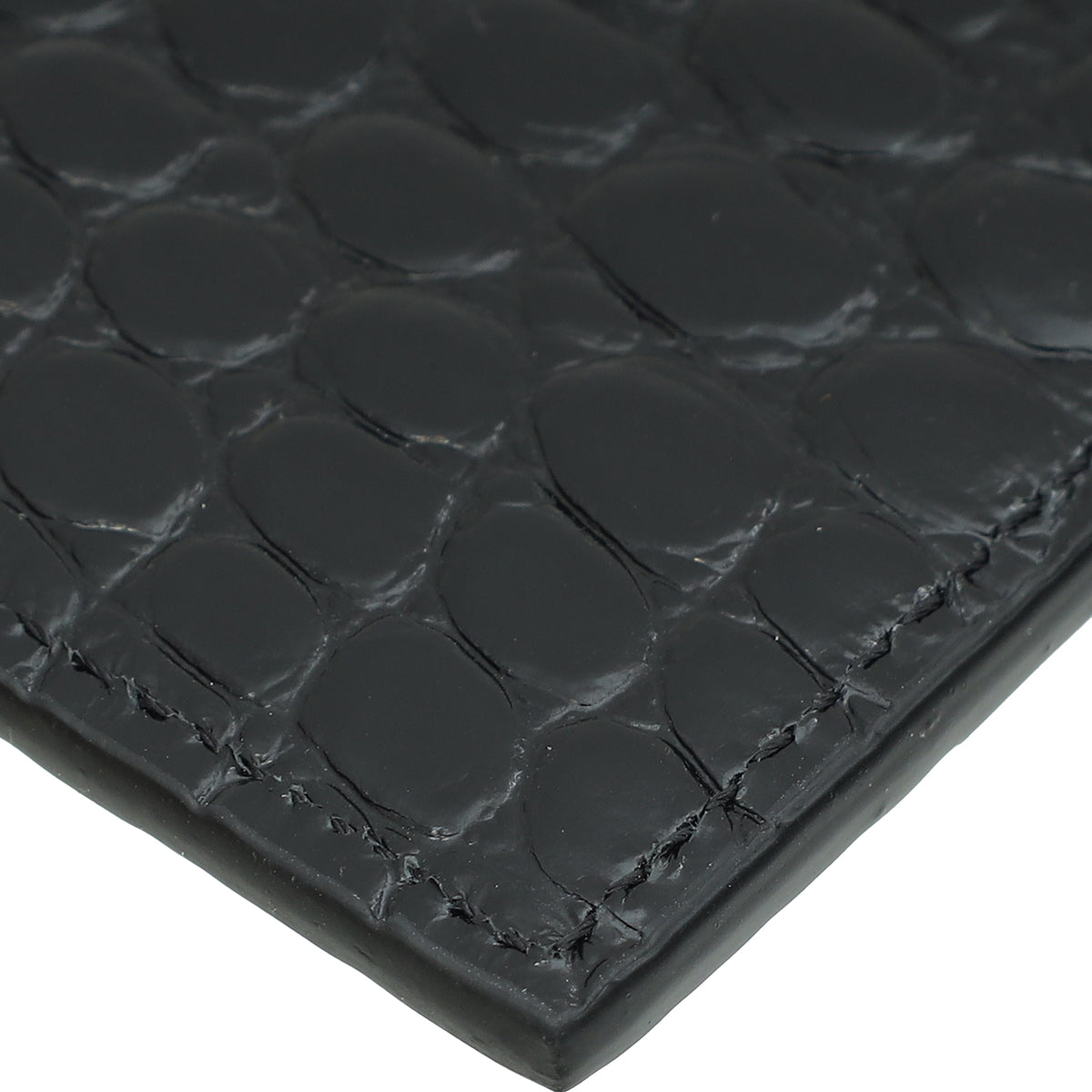 YSL Black Croco Embossed Cassandre Card Case