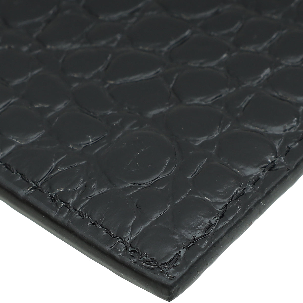 YSL Black Croco Embossed Cassandre Card Case