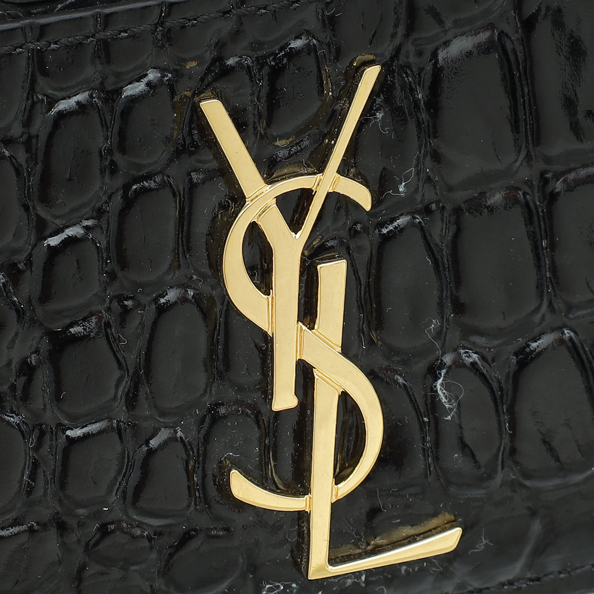 YSL Black Croco Embossed Cassandre Card Case