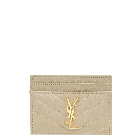 YSL Beige Cassandre Matelasse Card Case