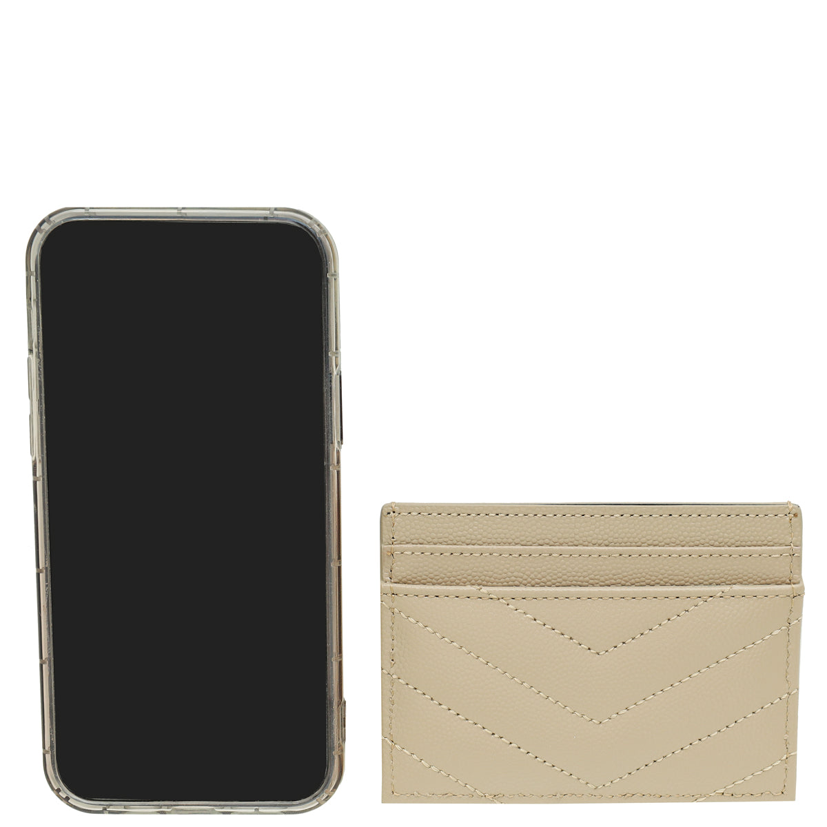 YSL Beige Cassandre Matelasse Card Case