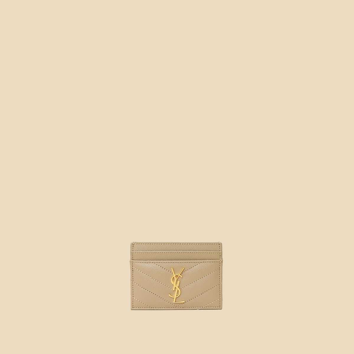 YSL Beige Cassandre Matelasse Card Case-YSL-THE CLOSET