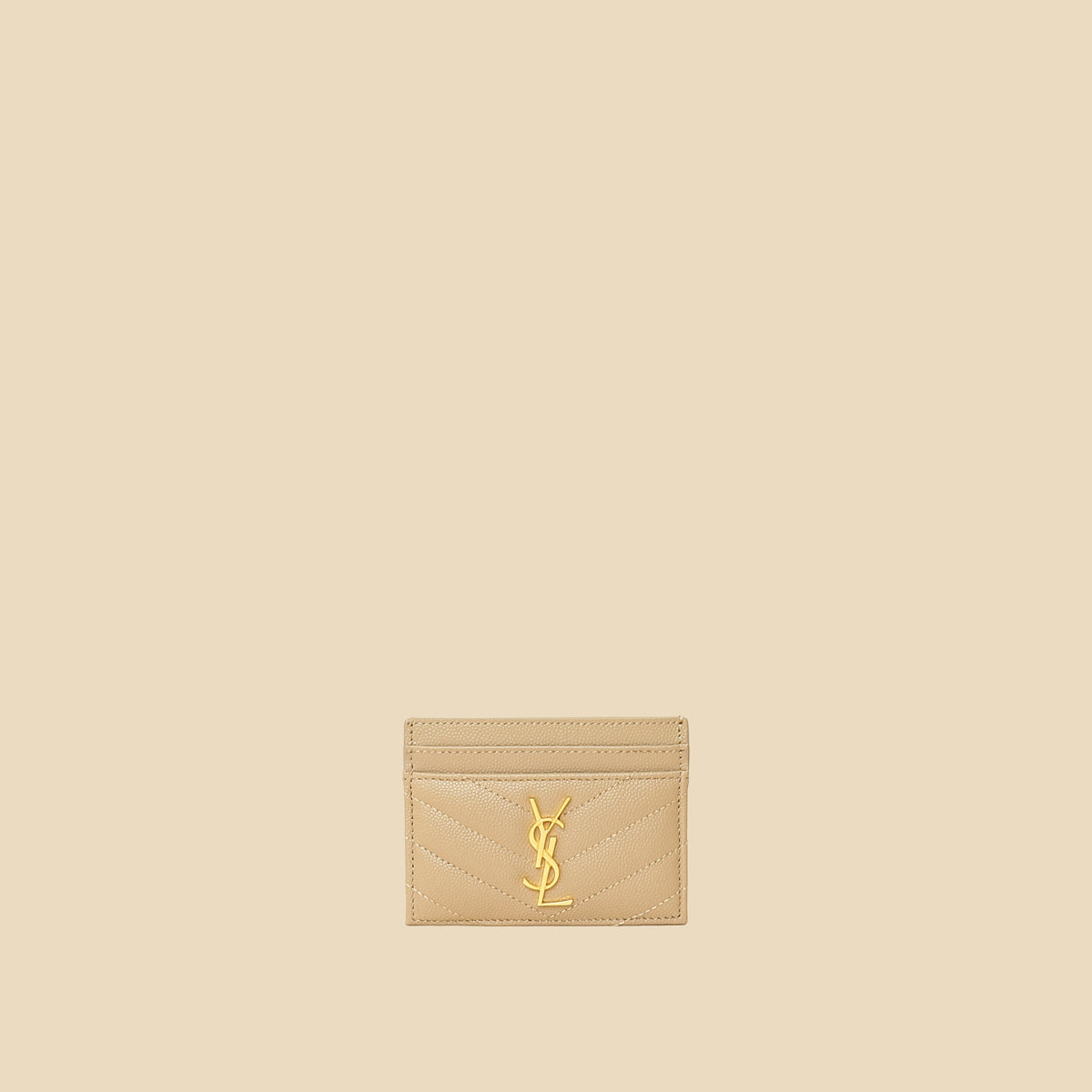 YSL Beige Cassandre Matelasse Card Case-YSL-THE CLOSET