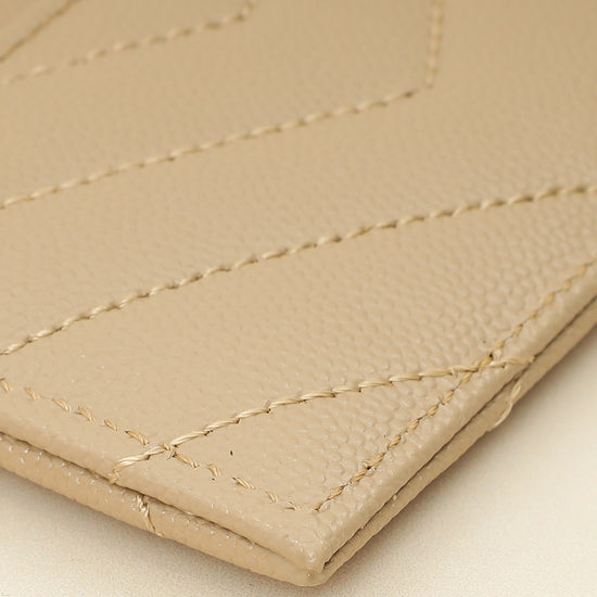 YSL Beige Cassandre Matelasse Card Case-YSL-THE CLOSET
