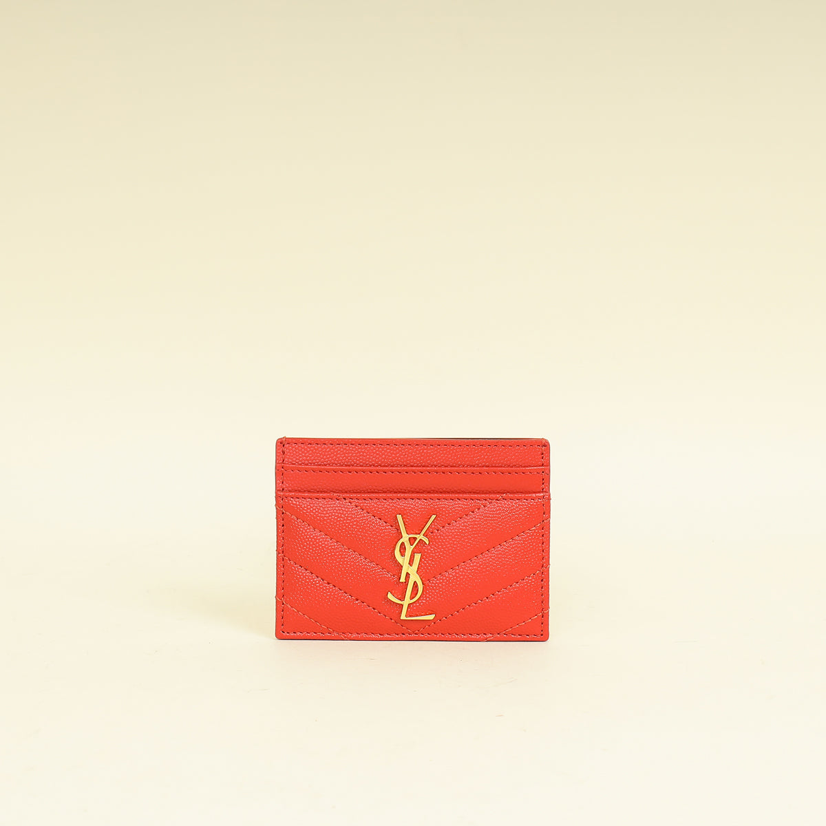 YSL Coral Red Cassandre Matelasse Card Case