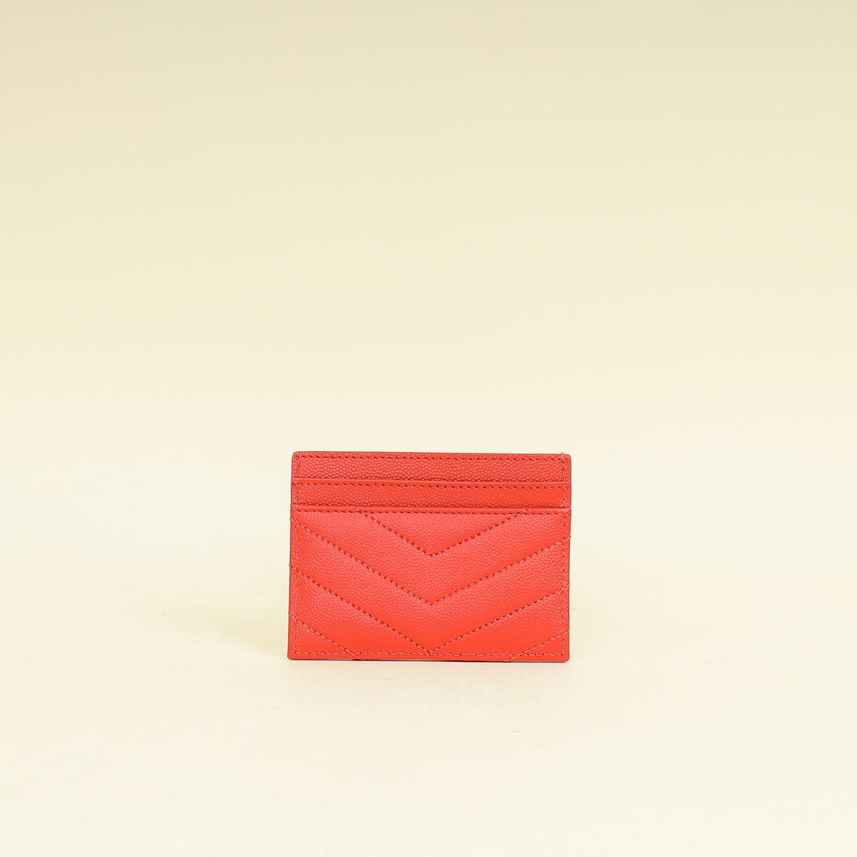 YSL Coral Red Cassandre Matelasse Card Case