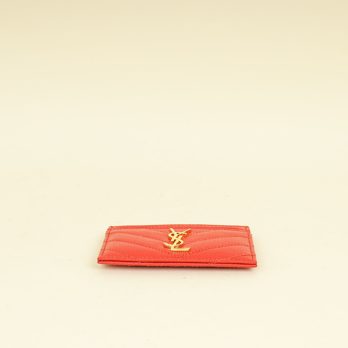 YSL Coral Red Cassandre Matelasse Card Case
