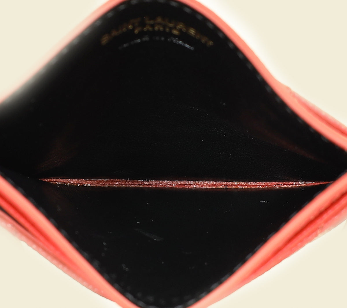 YSL Coral Red Cassandre Matelasse Card Case