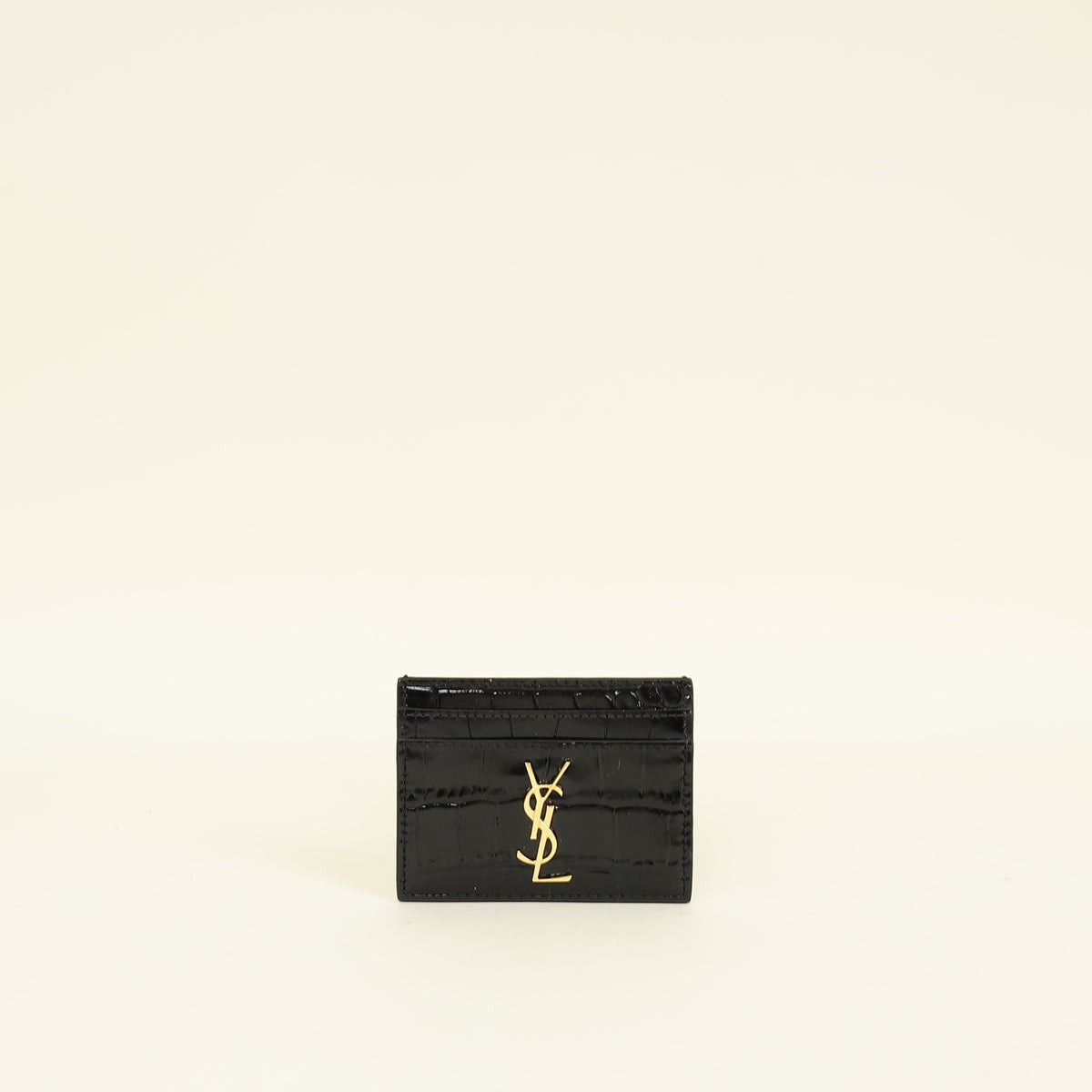YSL Black Croco Embossed Cassandre Card Holder