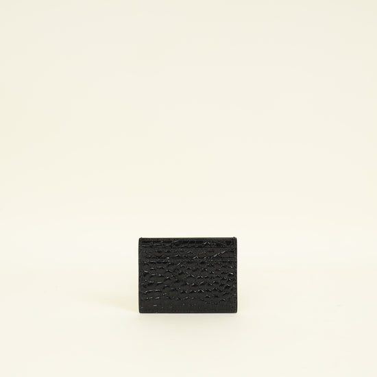 YSL Black Croco Embossed Cassandre Card Holder