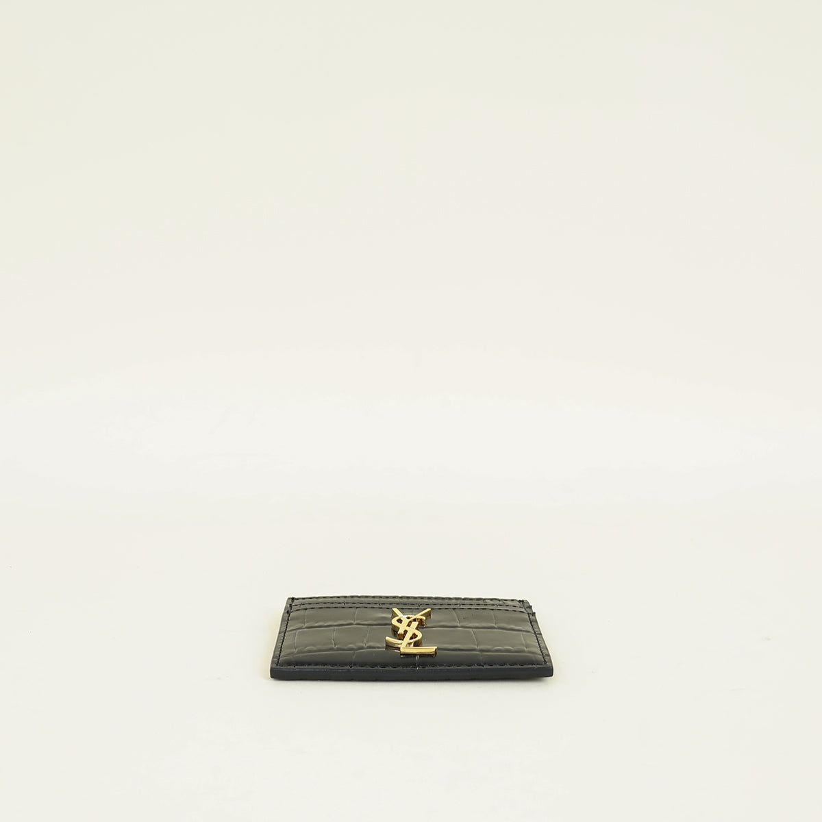 YSL Black Croco Embossed Cassandre Card Holder