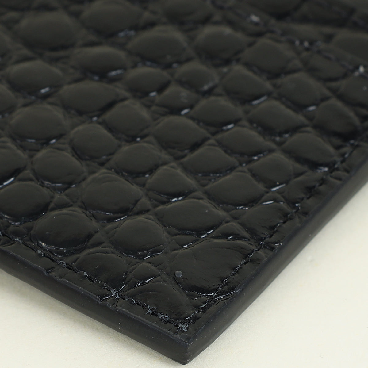 YSL Black Croco Embossed Cassandre Card Holder