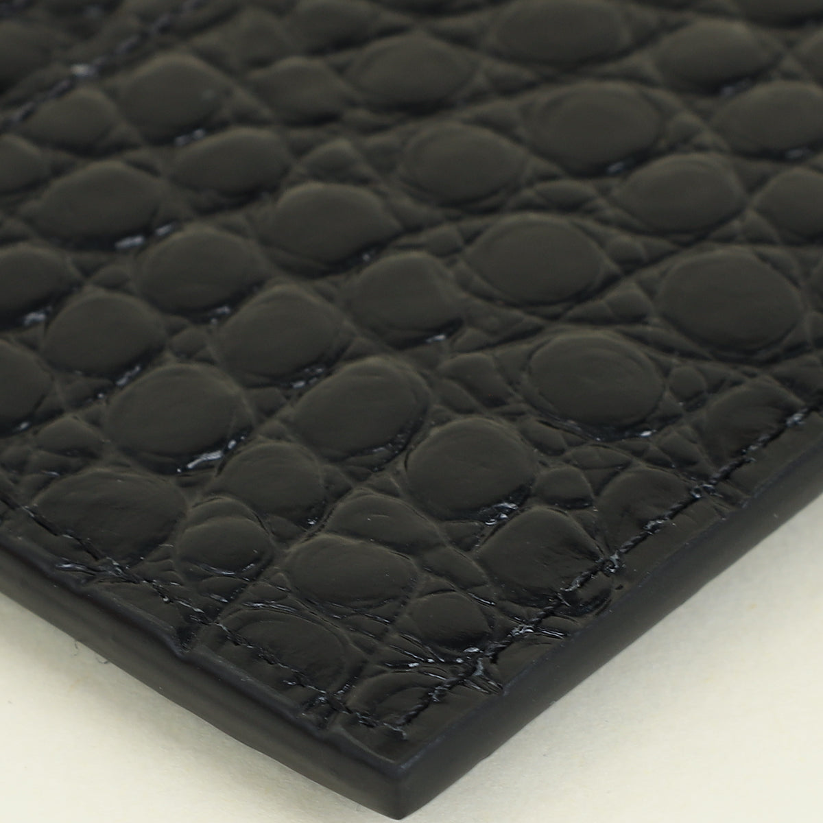 YSL Black Croco Embossed Cassandre Card Holder