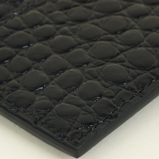 YSL Black Croco Embossed Cassandre Card Holder