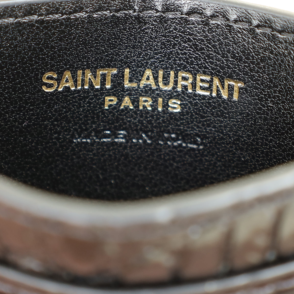 YSL Black Croco Embossed Cassandre Card Holder