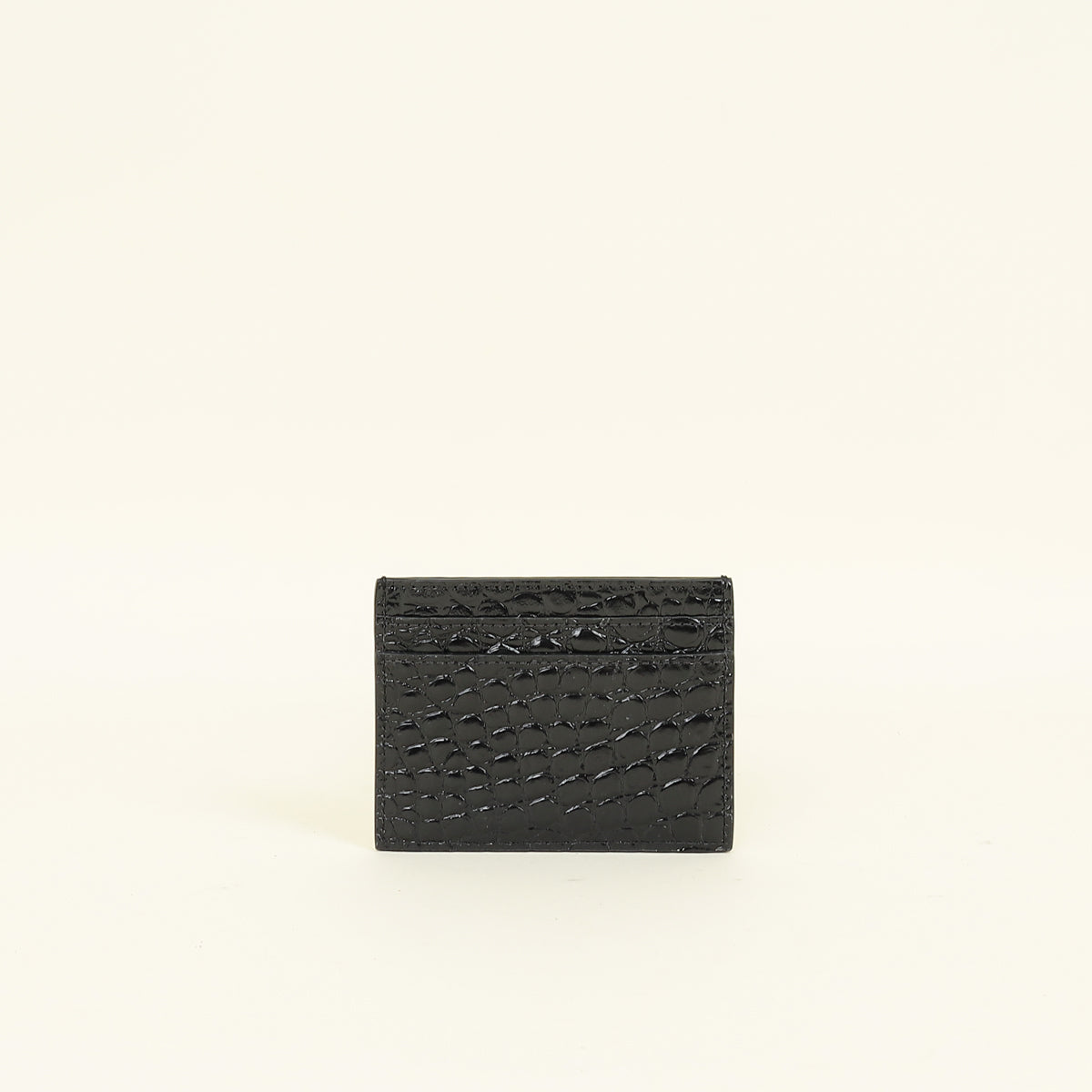 YSL Black Croco Embossed Cassandre Card Holder