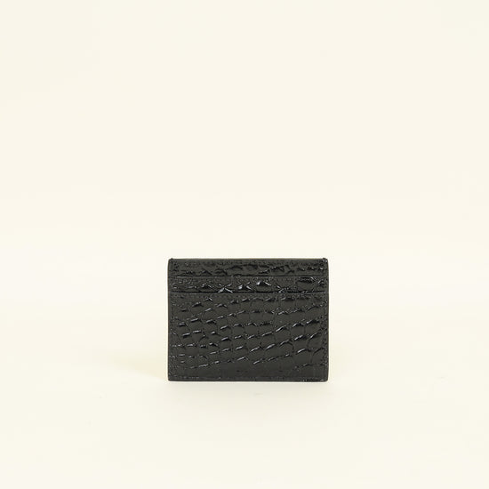 YSL Black Croco Embossed Cassandre Card Holder