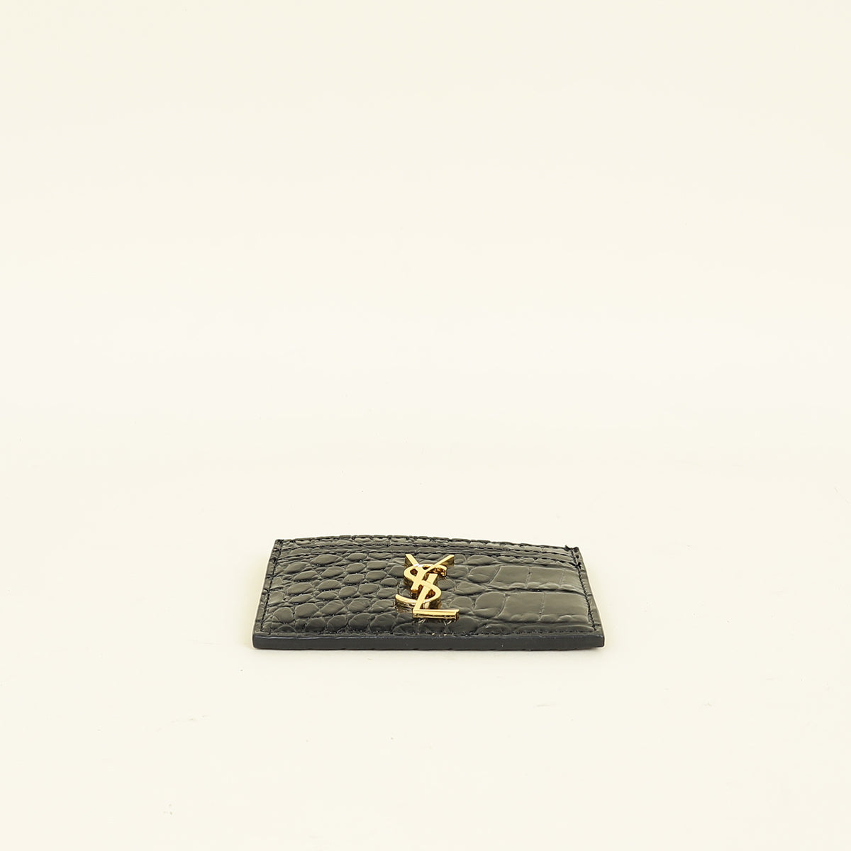 YSL Black Croco Embossed Cassandre Card Holder