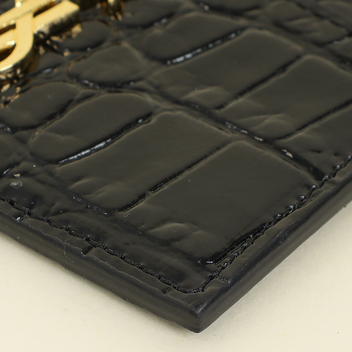 YSL Black Croco Embossed Cassandre Card Holder