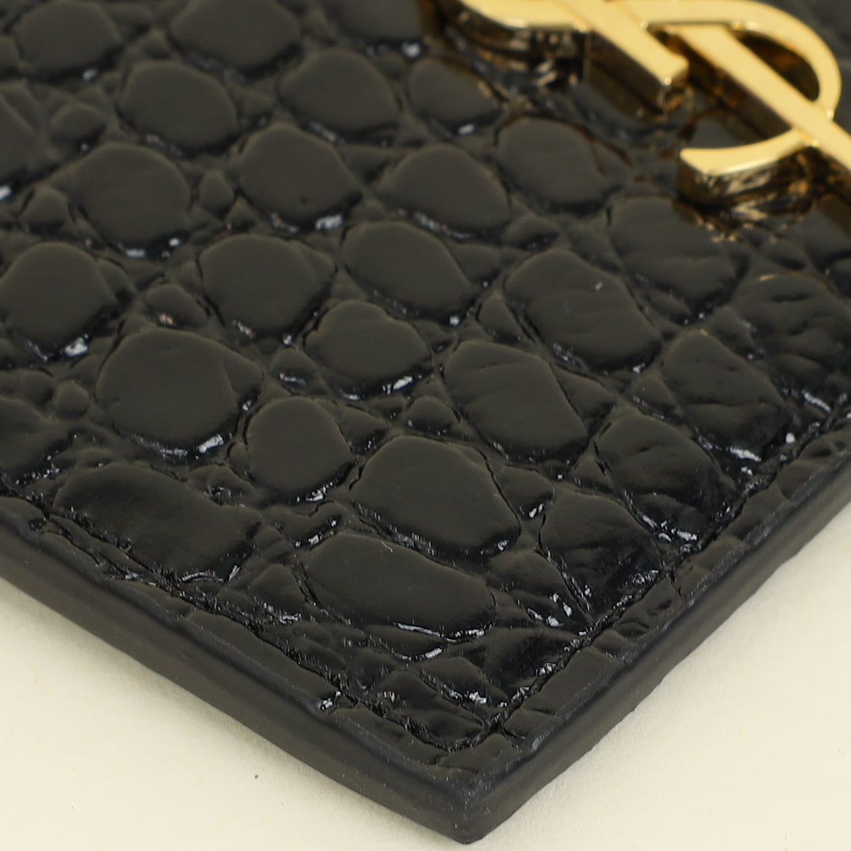 YSL Black Croco Embossed Cassandre Card Holder