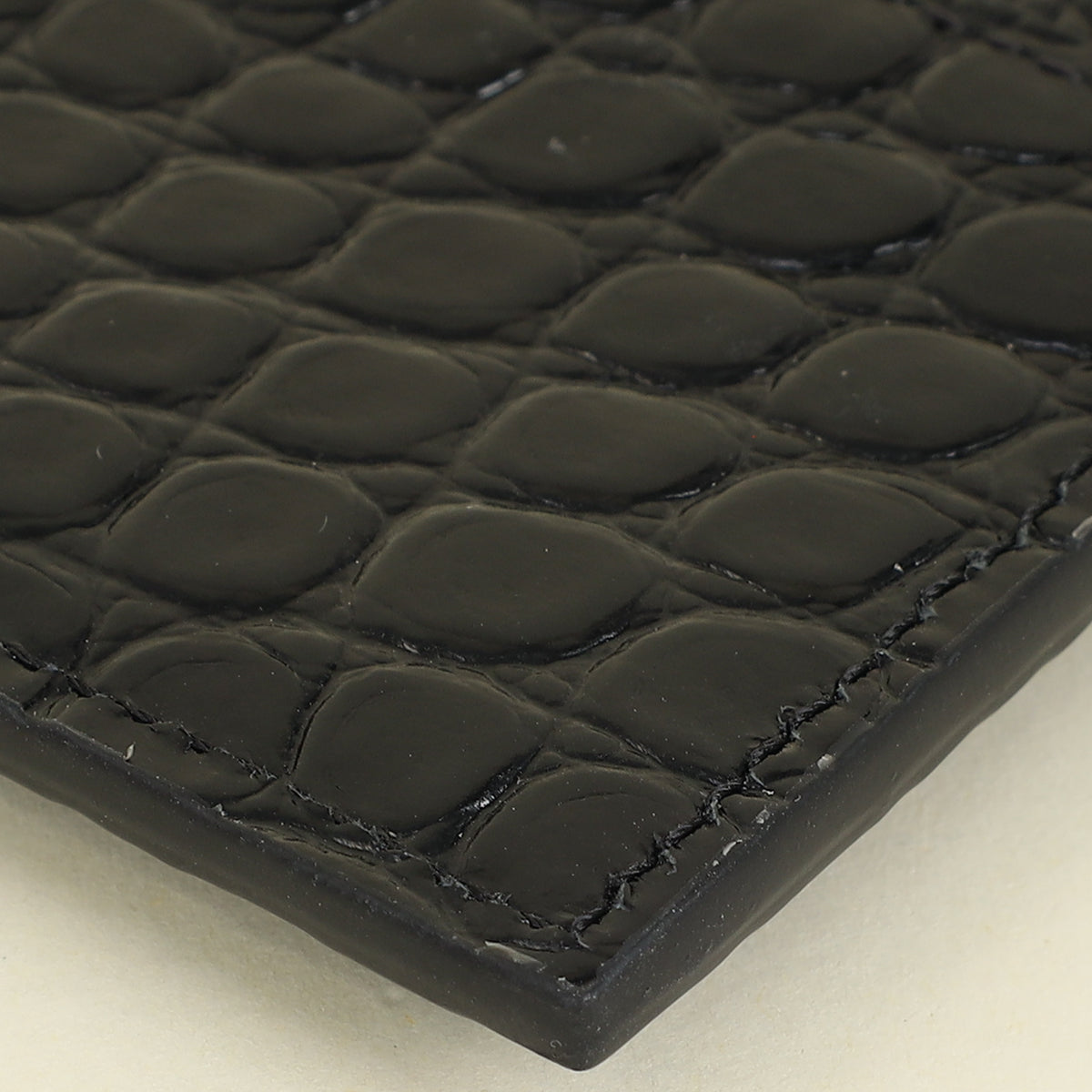 YSL Black Croco Embossed Cassandre Card Holder