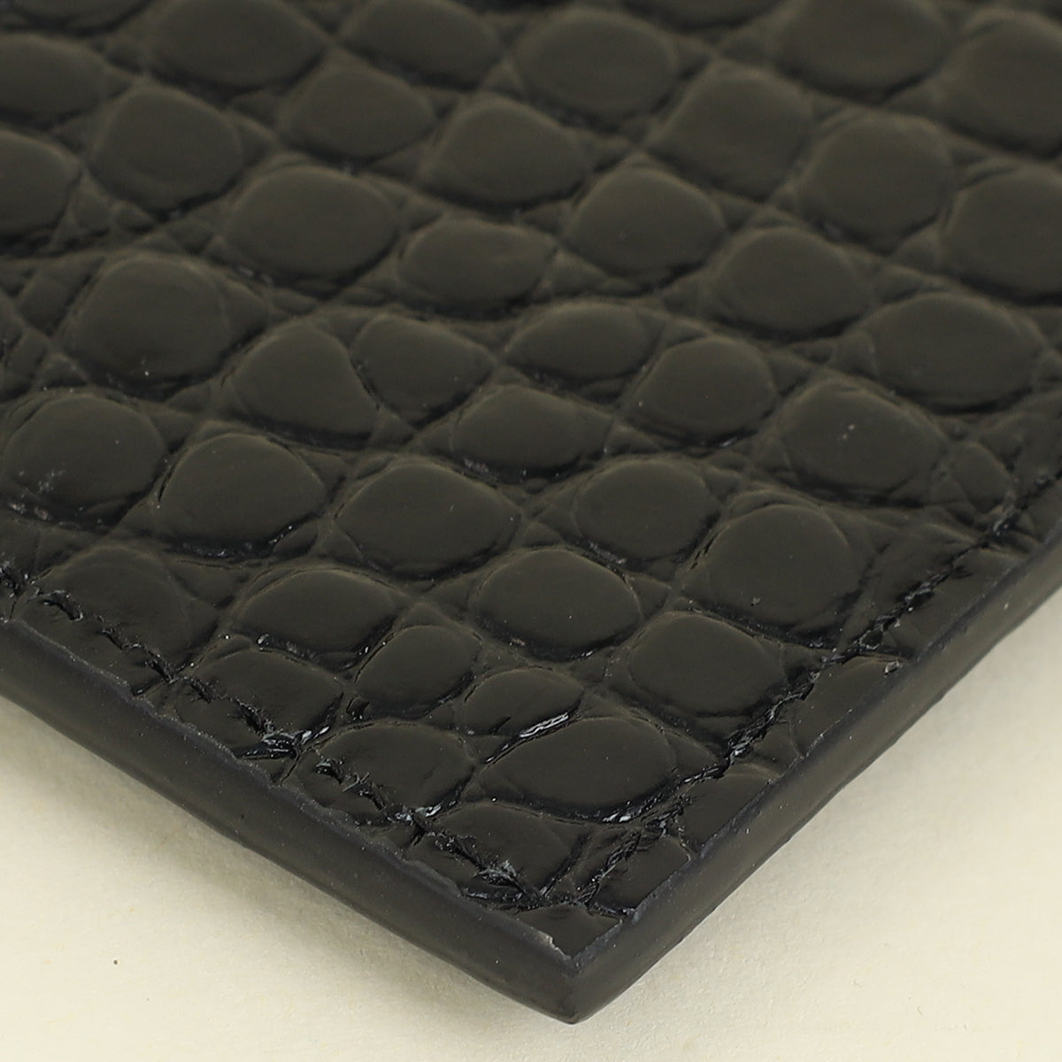 YSL Black Croco Embossed Cassandre Card Holder