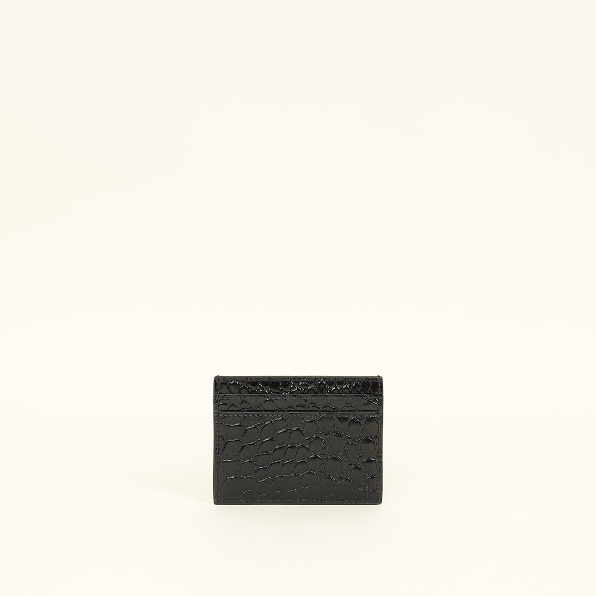 YSL Black Croco Embossed Cassandre Card Holder