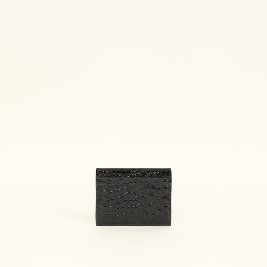 YSL Black Croco Embossed Cassandre Card Holder