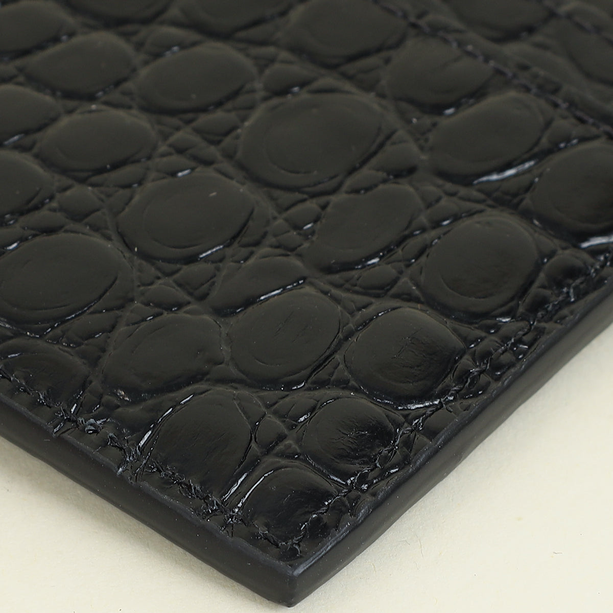 YSL Black Croco Embossed Cassandre Card Holder