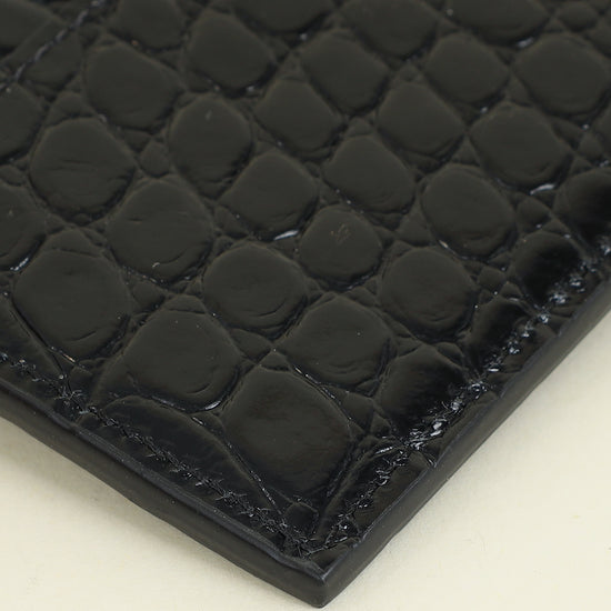 YSL Black Croco Embossed Cassandre Card Holder