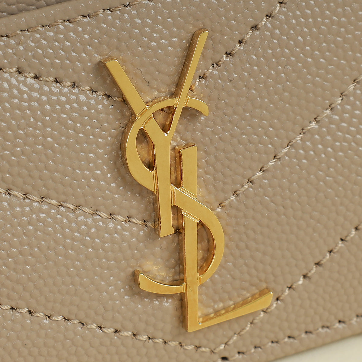 YSL Beige Cassandre Matelasse Card Holder