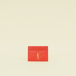 YSL Red Cassandre Matelasse Card Holder