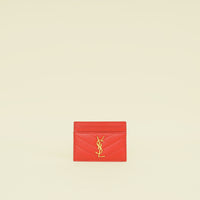 YSL Red Cassandre Matelasse Card Holder