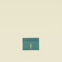 YSL Teal Cassandre Matelasse Card Holder