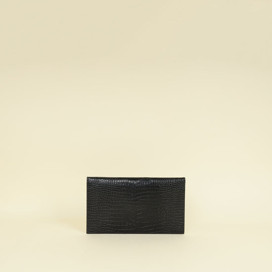 YSL Black Croco Embossed Uptown Clutch