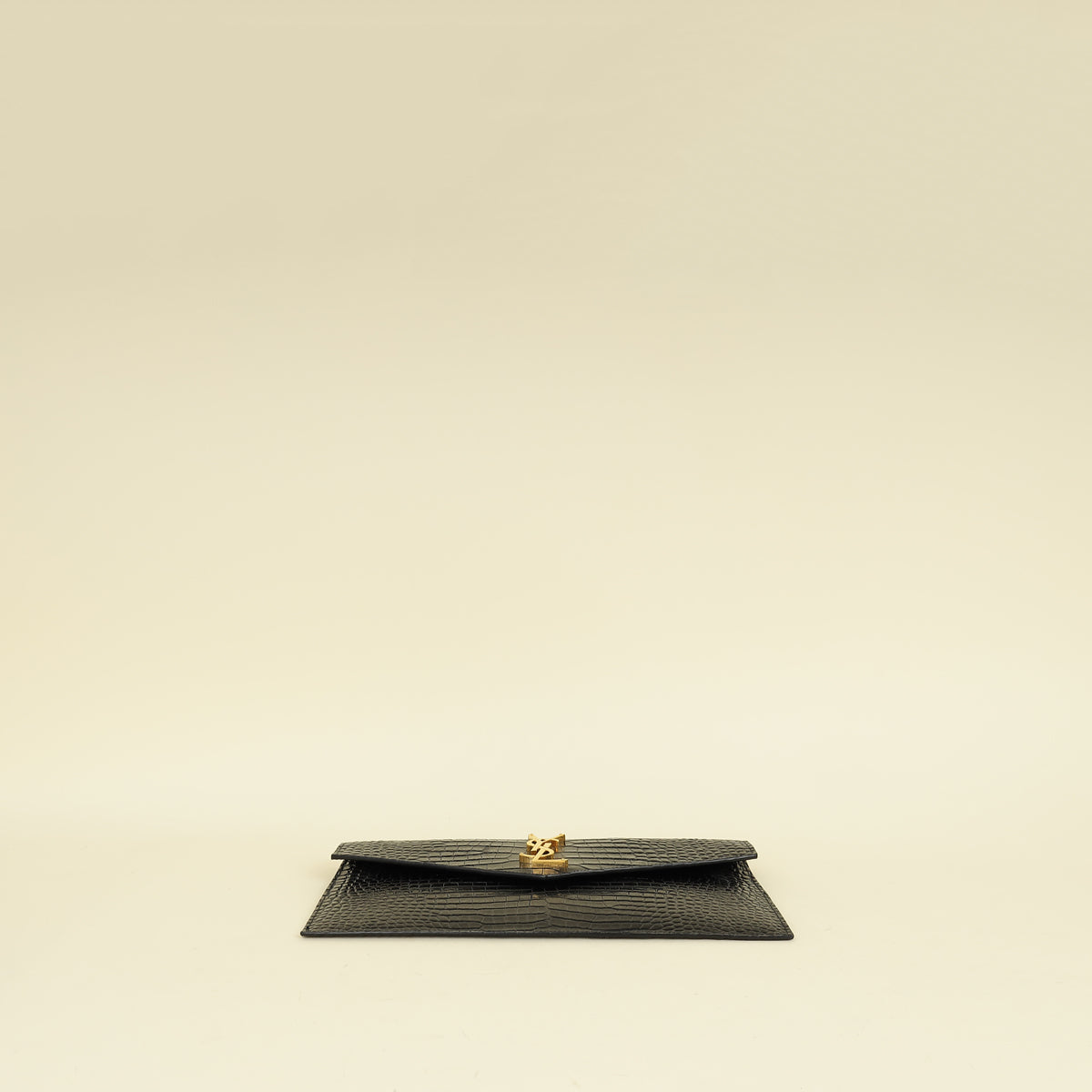 YSL Black Croco Embossed Uptown Clutch