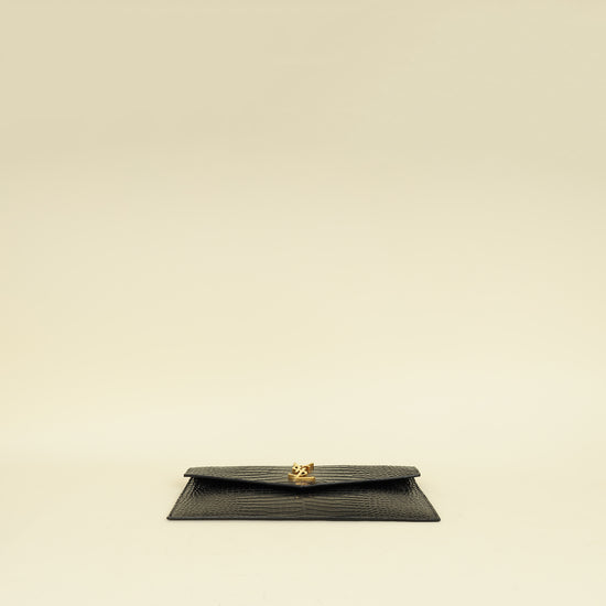 YSL Black Croco Embossed Uptown Clutch