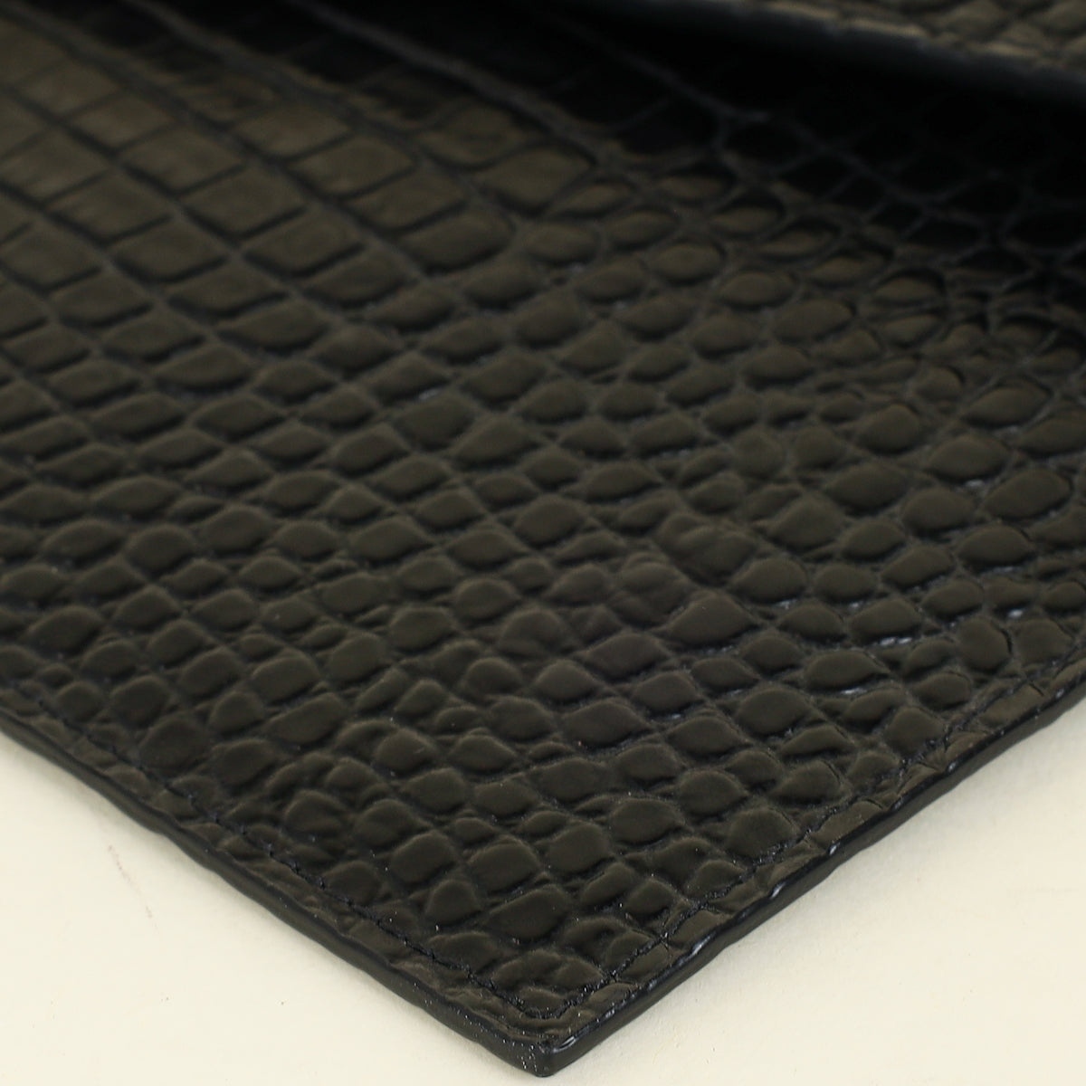 YSL Black Croco Embossed Uptown Clutch