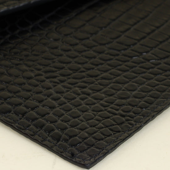 YSL Black Croco Embossed Uptown Clutch