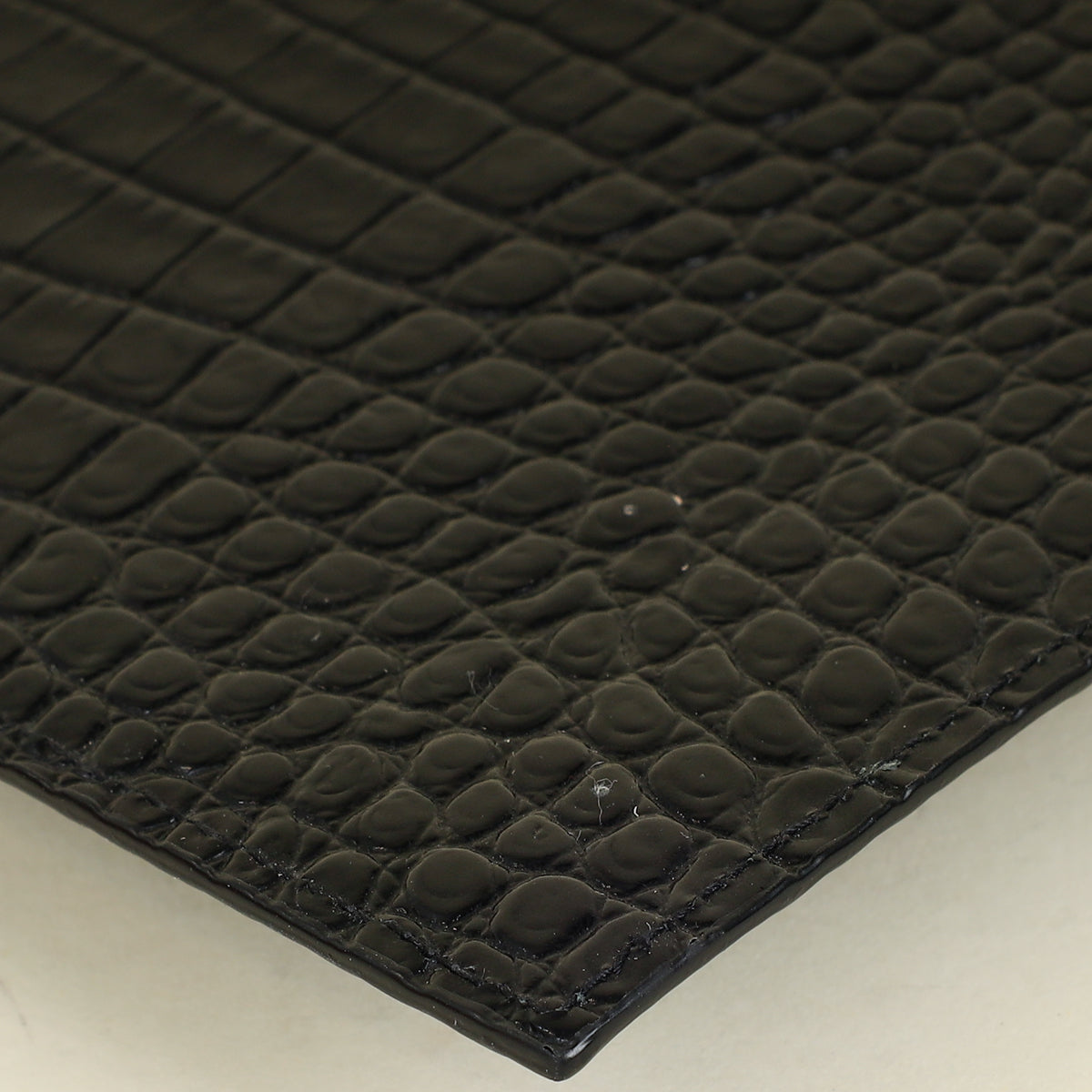 YSL Black Croco Embossed Uptown Clutch