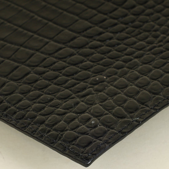 YSL Black Croco Embossed Uptown Clutch